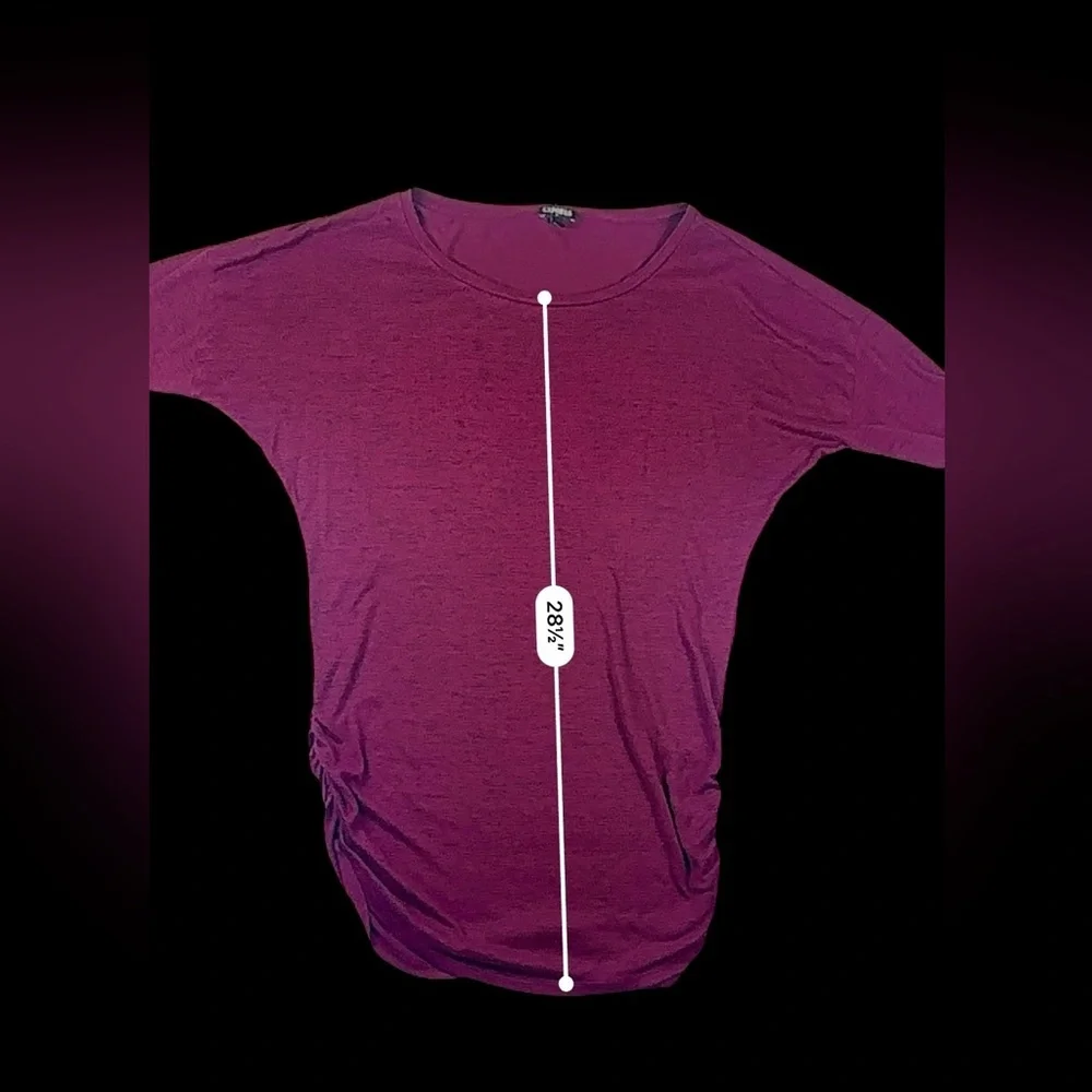 Express Burgundy Ruched Knit Top Stretch Jersey – Size Large - Picture 11 of 16